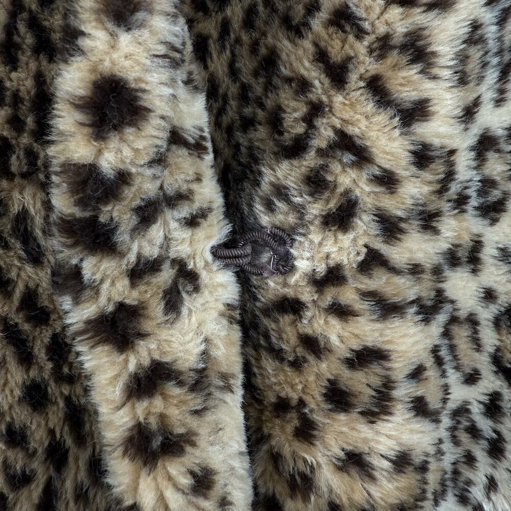 Vintage STUNNING Donnybrook Leopard Faux Fur Swing Coat Size Large Button Jacket - Picture 4 of 10